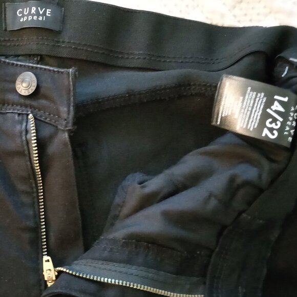Curve Appeal Black Jeans Elastic Waistband- Size 14 - Picture 1 of 3